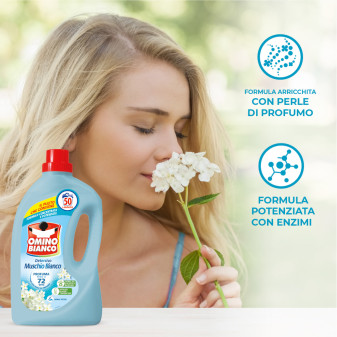 Detersivo Liquido per Lavatrice 50 Lavaggi Muschio Bianco Omino Bianco