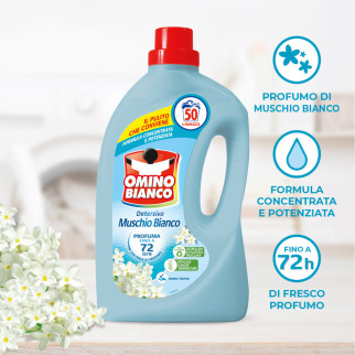 Detersivo Liquido per Lavatrice 50 Lavaggi Muschio Bianco Omino Bianco