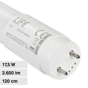 Life Tubo LED T8 G13 17,5W SMD Lampadina 120cm con Starter - mod. 39.968120C...