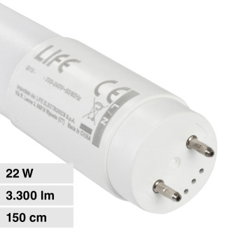 Life Tubo LED T8 G13 22W SMD Lampadina 150cm con Starter - mod. 39.968150C /...