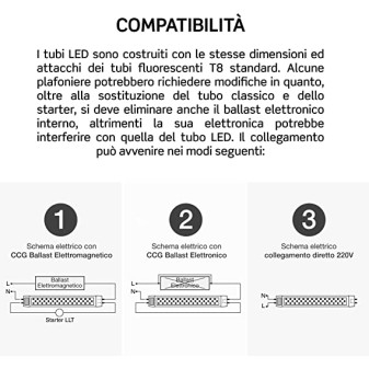 Tubo LED SMD 17,5W G13 Lampadina 120cm con Starter Life