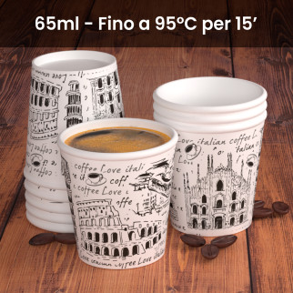 50 Bicchierini da Caffè in Carta Bio Italy White da 65ml