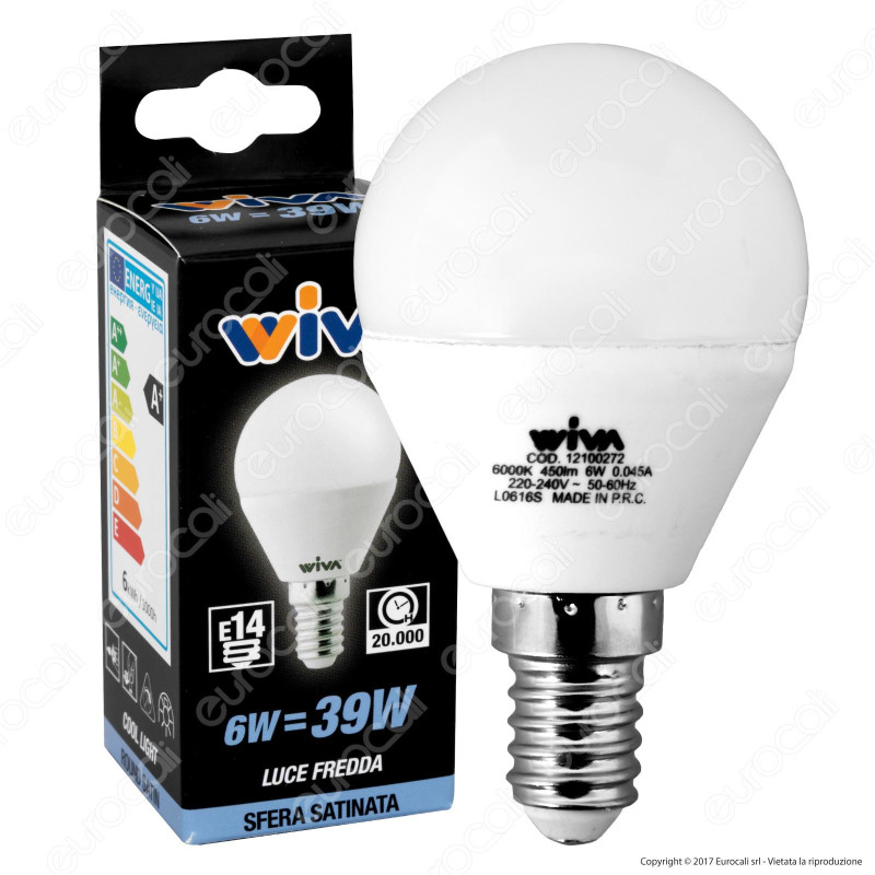 Wiva Lampadina LED E14 6W MiniGlobo P45 - mod. 12100228 / 12100229 /