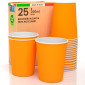 Bicchieri in Carta Riciclabile Colore Arancione da 200ml - Confezione da 25 Bicchieri