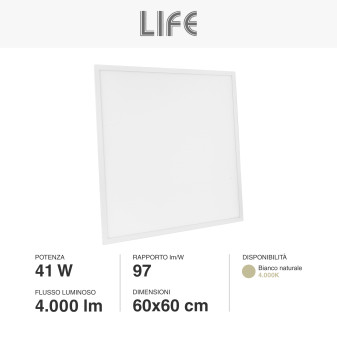 Pannello LED 60x60 41W SMD UGR≤19 Life con Driver Philips