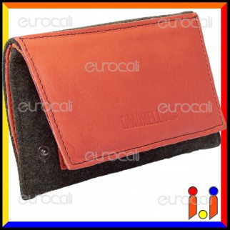 Il Morello Classic Portatabacco in Vera Pelle Arancione e Lana Cotta