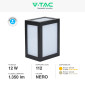 Immagine 4 - V-Tac VT-822 Lampada LED da Muro 12W Wall Light SMD Applique Nera IP65 - SKU 218340 / 218341