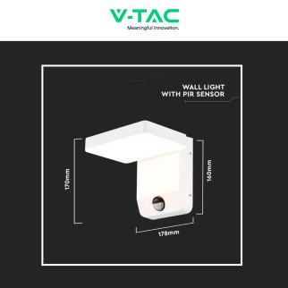 VT-11020S Lampada LED 17W IP65 Sensore PIR V-Tac da Muro