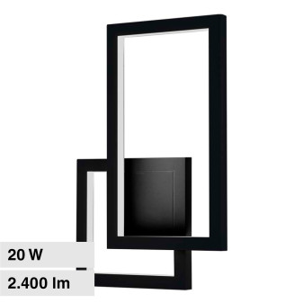 V-Tac VT-11120 Lampada LED da Muro 20W Wall Lamp CRI≥90 Colore Nero - SKU...