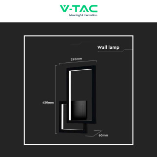 VT-11120 Lampada LED da Muro 20W CRI≥90 Colore Nero V-Tac