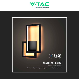 VT-11120 Lampada LED da Muro 20W CRI≥90 Colore Nero V-Tac