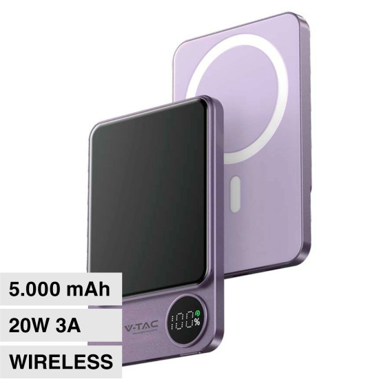 Power Bank 5000mAh Ricarica Rapida PD V-Tac VT-50005 Power Bank 5000mAh Ricarica Rapida PD V-Tac VT-50005