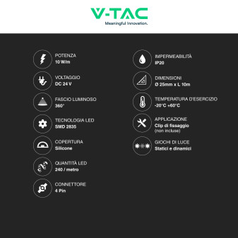 VT-561 Neon Flex LED 100W RGB Bobina da 10 metri V-Tac