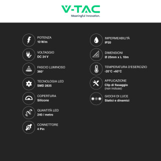 VT-561 Neon Flex LED 100W RGB Bobina da 10 metri V-Tac