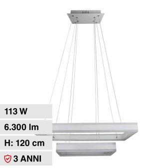 V-Tac VT-101-2D Lampadario LED a Sospensione 113W SMD Forma Rettangolare...