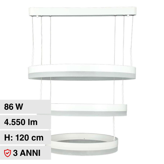 VT-82-3D Lampadario LED a Sospensione 86W SMD Bianco V-Tac VT-82-3D Lampadario LED a Sospensione 86W SMD Bianco V-Tac