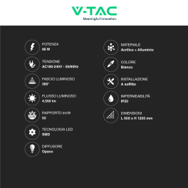 VT-82-3D Lampadario LED a Sospensione 86W SMD Bianco V-Tac