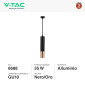 Immagine 2 - V-Tac VT-977 Lampadario a Sospensione con Portalampada Per Lampadine GU10 in Alluminio Colore Nero e Oro - SKU 6688