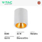 Immagine 2 - V-Tac VT-978 Portafaretto Rotondo per Lampadine GU10 in Alluminio Colore Bianco e Oro - SKU 6690