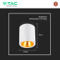 Immagine 5 - V-Tac VT-978 Portafaretto Rotondo per Lampadine GU10 in Alluminio Colore Bianco e Oro - SKU 6690