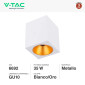 Immagine 2 - V-Tac VT-979 Portafaretto Quadrato per Lampadine GU10 in Alluminio Colore Bianco e Oro - SKU 6692