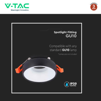 VT-980 Portafaretto Rotondo Nero per GU10 GU5.3 VT-980 V-Tac