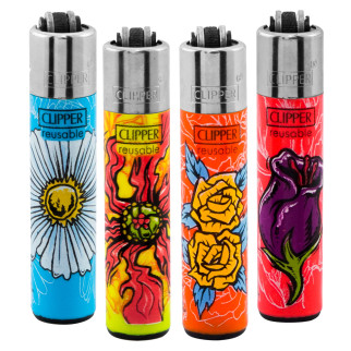 Clipper Abstract Plants Ricaricabili 4 Accendini a Pietrina