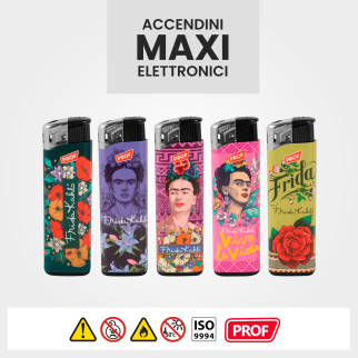 Accendini Maxi Elettronici Prof Fantasia Frida Kahlo Serie da 5