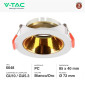 Immagine 2 - V-Tac VT-931 Portafaretto Rotondo Fisso da Incasso per Lampadine GU10 e GU5.3 (MR16) Bianco e Oro - SKU 6648