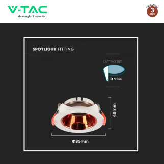 Portafaretto GU10 e GU5.3 (MR16) Bianco/Oro/Rosa V-Tac VT-931