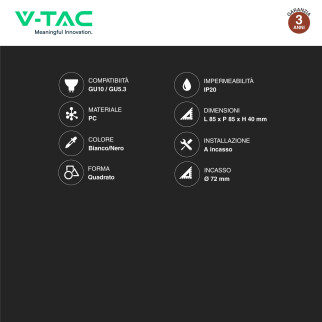 Portafaretto da Incasso per GU10 e GU5.3 V-Tac VT-932