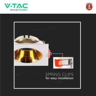 Portafaretto Quadrato Fisso Incasso Bianco Oro V-Tac VT-932