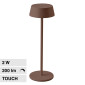 V-Tac VT-7562 Lampada LED da Tavolo 2W Touch Dimmerabile IP54 in Alluminio Colore Corten con Batteria Ricaricabile - SKU 6821