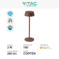 Immagine 2 - V-Tac VT-7562 Lampada LED da Tavolo 2W Touch Dimmerabile IP54 in Alluminio Colore Corten con Batteria Ricaricabile - SKU 6821