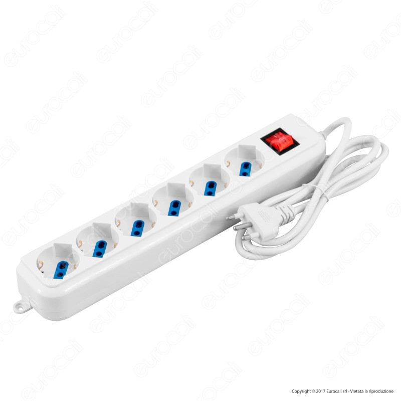 Multipresa 6 Posti Colore Bianco con Interruttore - per Interno Multipresa 6 Posti Colore Bianco con Interruttore - per Interno