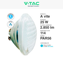 VT-12125 Lampada LED PAR56 25W IP68 da Piscina 12V in Vetro V-Tac