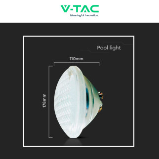 VT-12135 Lampada LED PAR56 35W IP68 da Piscina 12V in Vetro V-Tac