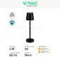 Immagine 4 - V-Tac VT-7703 Lampada LED da Tavolo 3W Touch Dimmerabile Batteria Ricaricabile con USB C Colore Nero - SKU 10193 / 10194