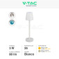 Immagine 4 - V-Tac VT-7703 Lampada LED da Tavolo 3W Touch Dimmerabile Batteria Ricaricabile con USB C Colore Bianco - SKU 10191 / 10192