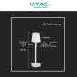 Immagine 6 - V-Tac VT-7703 Lampada LED da Tavolo 3W Touch Dimmerabile Batteria Ricaricabile con USB C Colore Bianco - SKU 10191 / 10192