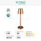 Immagine 4 - V-Tac VT-7703 Lampada LED da Tavolo 3W Touch Dimmerabile Batteria Ricaricabile con USB C Colore Oro - SKU 10189 / 10190