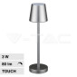 Immagine 1 - V-Tac VT-7703 Lampada LED da Tavolo 3W Touch Dimmerabile Batteria Ricaricabile con USB C Colore Grigio - SKU 10187 / 10188