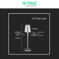 Immagine 6 - V-Tac VT-7703 Lampada LED da Tavolo 3W Touch Dimmerabile Batteria Ricaricabile con USB C Colore Grigio - SKU 10187 / 10188