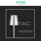 Immagine 9 - V-Tac VT-7703 Lampada LED da Tavolo 3W Touch Dimmerabile Batteria Ricaricabile con USB C Colore Grigio - SKU 10187 / 10188