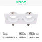 Immagine 2 - V-Tac VT-439 Portafaretto Doppio Rettangolare Orientabile da Incasso per Lampadine GU10 e GU5.3 (MR16) Bianco - SKU 10298