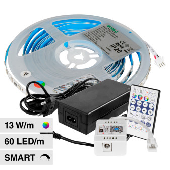 V-Tac VT-5050 Striscia LED Flessibile Smart RGB 65W SMD 60 LED/m 24V con...