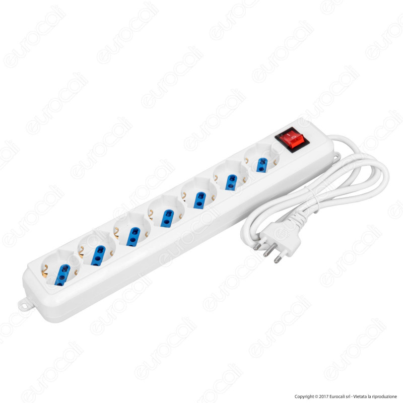 Multipresa 7 Posti Colore Bianco con Interruttore - per Interno