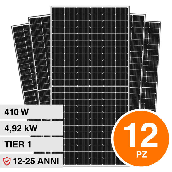 12 Pannelli Solari Fotovoltaici 410W IP68 TIER 1 Telaio Nero V-Tac 12 Pannelli Solari Fotovoltaici 410W IP68 TIER 1 Telaio Nero V-Tac