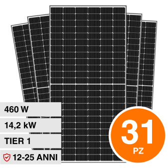 V-Tac Kit 14,2kW 31 Pannelli Solari Fotovoltaici 460W TIER 1 144 Celle...