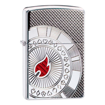 Accendino Zippo mod. 49058 Poker Chip Design Antivento Ricaricabile